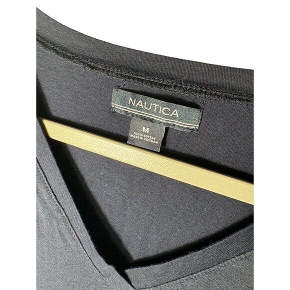 Nautica Womens Size Medium Navy Blue 3/4 Sleeve Embroidered Anchor Shirt - Picture 6 of 6